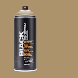 Montana Black Spray Paint - Goby, 400 ml can with swatch