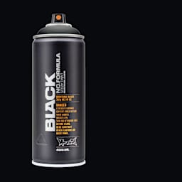 Montana Black Spray Paint - Black, 400 ml can with swatch