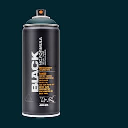 Montana Black Spray Paint - Riffs, 400 ml can with swatch