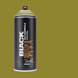 Montana Black Spray Paint - Boa, 400 ml can with swatch