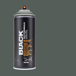Montana Black Spray Paint - Rhino, 400 ml can with swatch