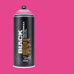 Montana Black Spray Paint - Power Pink, 400 ml can with swatch