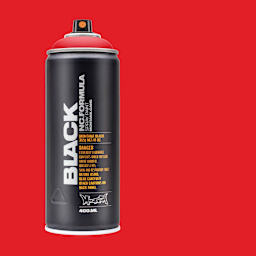 Montana Black Spray Paint - Code Red, 400 ml can with swatch