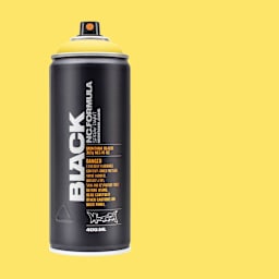 Montana Black Spray Paint - Easter Yellow, 400 ml can with swatch