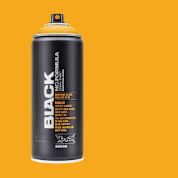 Montana Black Spray Paint - Melon Yellow, 400 ml can with swatch