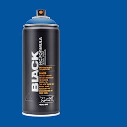 Montana Black Spray Paint - Power Blue, 400 ml can with swatch
