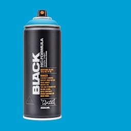 Montana Black Spray Paint - Light Blue, 400 ml can with swatch