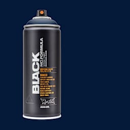 Montana Black Spray Paint - Dark Indigo, 400 ml can with swatch