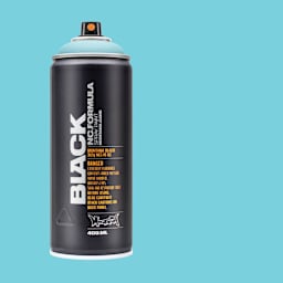 Montana Black Spray Paint - True Cyan 50%, 400 ml can with swatch