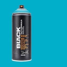 Montana Black Spray Paint - True Cyan, 400 ml can with swatch
