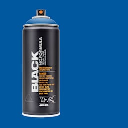 Montana Black Spray Paint - Knock Out Blue, 400 ml can with swatch