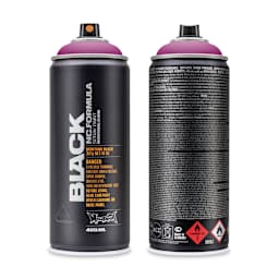 Montana Black Spray Paint - Purple Rain, 400 ml can (Front and back of spray can)