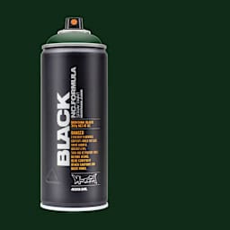 Montana Black Spray Paint - TAG-Green, 400 ml can with swatch