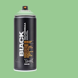 Montana Black Spray Paint - E2E Green, 400 ml can with swatch