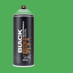 Montana Black Spray Paint - Revolt Green, 400 ml can with swatch