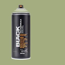 Montana Black Spray Paint - Reseda, 400 ml can with swatch