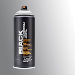 Montana Black Spray Paint - Outline Silver, 400 ml can with swatch