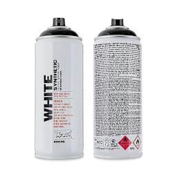 Montana White Spray Paint - Black, 400 ml (Front and back of spray can)