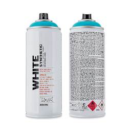 Montana White Spray Paint - Light Blue, 400 ml (Front and back of spray can)