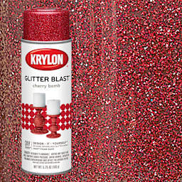 Krylon Glitter Blast Spray Paint - Cherry Bomb, 5.75 oz can and swatch