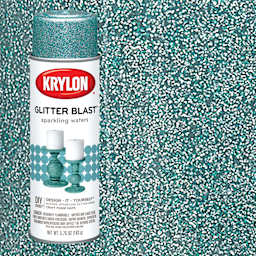 Krylon Glitter Blast Spray Paint - Sparkling Waters, 5.75 oz can and swatch