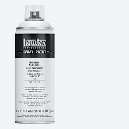 Liquitex Professional Spray Paint - Transparent Mixing White, 400 ml can and swatch