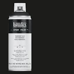 Liquitex Professional Spray Paint - Transparent Black, 400 ml can and swatch