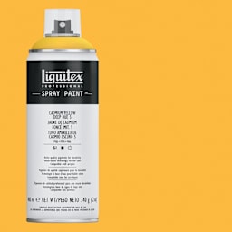 Liquitex Professional Spray Paint - Cadmium Yellow Deep Hue 5, 400 ml can and swatch