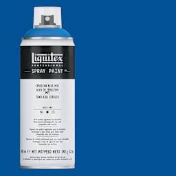Liquitex Professional Spray Paint - Cerulean Blue Hue, 400 ml can and swatch