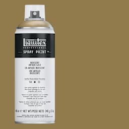 Liquitex Professional Spray Paint - Iridescent Antique Gold, 400 ml can and swatch