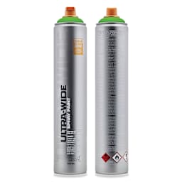 Montana Ultra Wide Spray Paint - Power Green, 750 ml (Front and back of can)