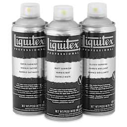 Liquitex Spray Varnishes - Gloss, Matt, and Satin cans shown