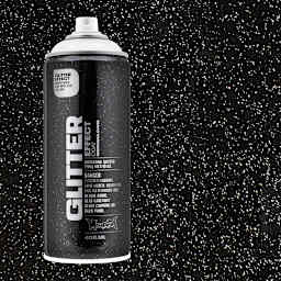 Montana Glitter Effect Spray Paint - Glitter Silver Spray can with swatch