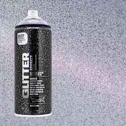 Montana Glitter Effect Spray Paint - Glitter Amethyst can with swatch