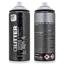 Montana Glitter Effect Spray Paint - Glitter Dusty Gold, 11 oz (Front and back of spray can)