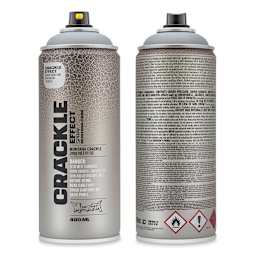 Montana Crackle Effect Spray - 2 11 oz cans of Squirrel Grey showing front and back