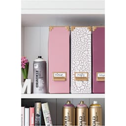 Montana Crackle Effect Spray - Magazine Holder box painted in crackle effect next to White can