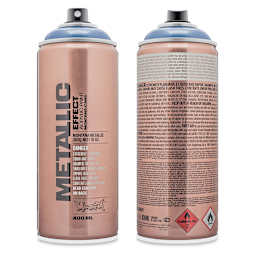 Montana Metallic Effect Spray Paint - Ice Blue (Front and back of spray can)