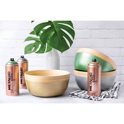 Montana Metallic Effect Spray Paints (Spray painted planters shown with spray cans)