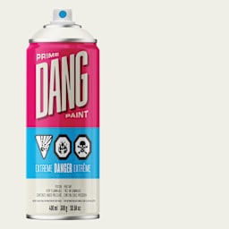 Dang Prime Spray Paint - White, 400 ml can and swatch