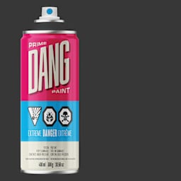 Dang Prime Spray Paint - Black, 400 ml can and swatch