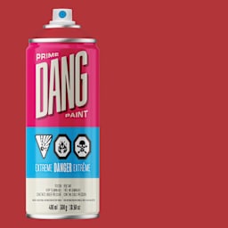 Dang Prime Spray Paint - Signal Red, 400 ml can and swatch