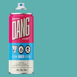 Dang Prime Spray Paint - Aqua, 400 ml can and swatch