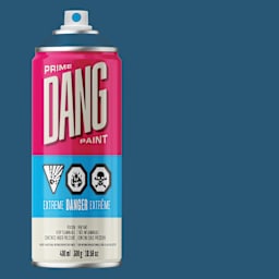 Dang Prime Spray Paint - Ultra Blue, 400 ml can and swatch
