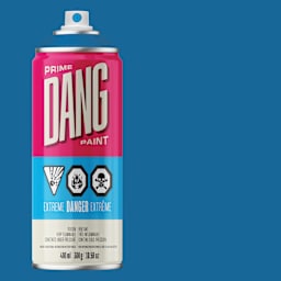 Dang Prime Spray Paint - True Blue, 400 ml can and swatch