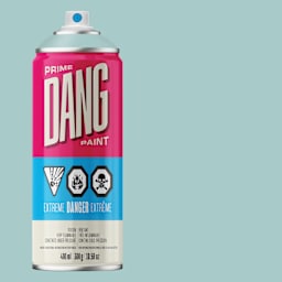 Dang Prime Spray Paint - Powder Blue, 400 ml can and swatch