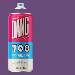 Dang Prime Spray Paint - Violet, 400 ml can and swatch