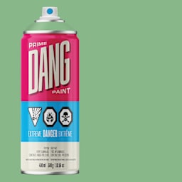 Dang Prime Spray Paint - Jade Green, 400 ml can and swatch