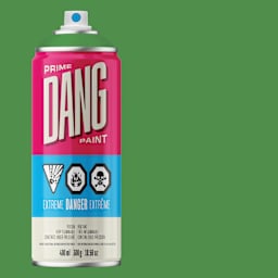 Dang Prime Spray Paint - True Green, 400 ml can and swatch