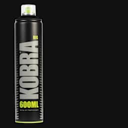 Kobra High Pressure Spray Paint - Matt Black, 600 ml, Can with swatch